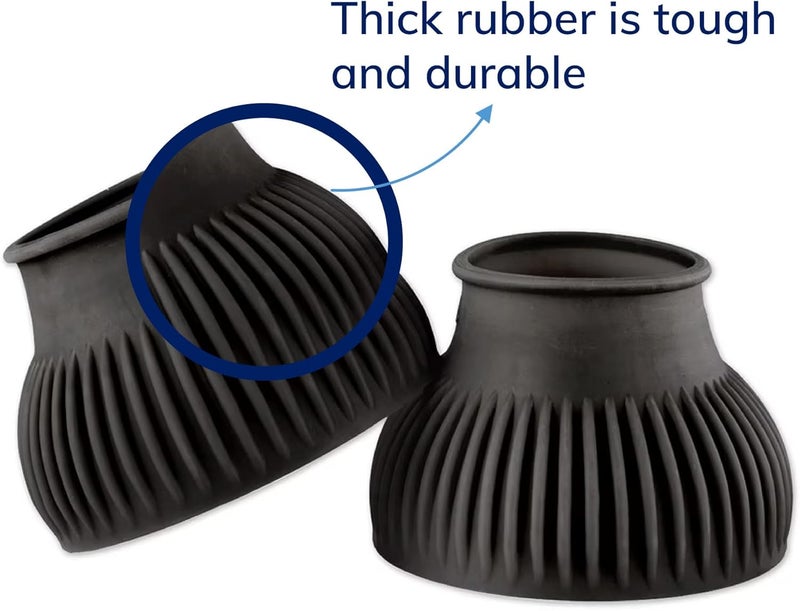 SmartEquine Horse Bell Boots | Pull On Rubber Ribbed Design for Interference Shielding and Lost Shoe Prevention | Durable and Reliable Horse Boots (Large (L)) - Image 3